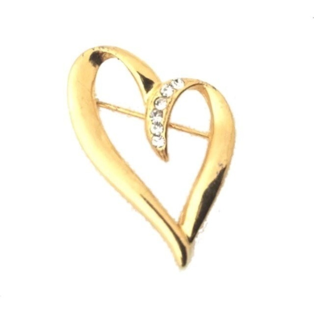 Vintage Gold‎ Plated Heart Brooch Pin